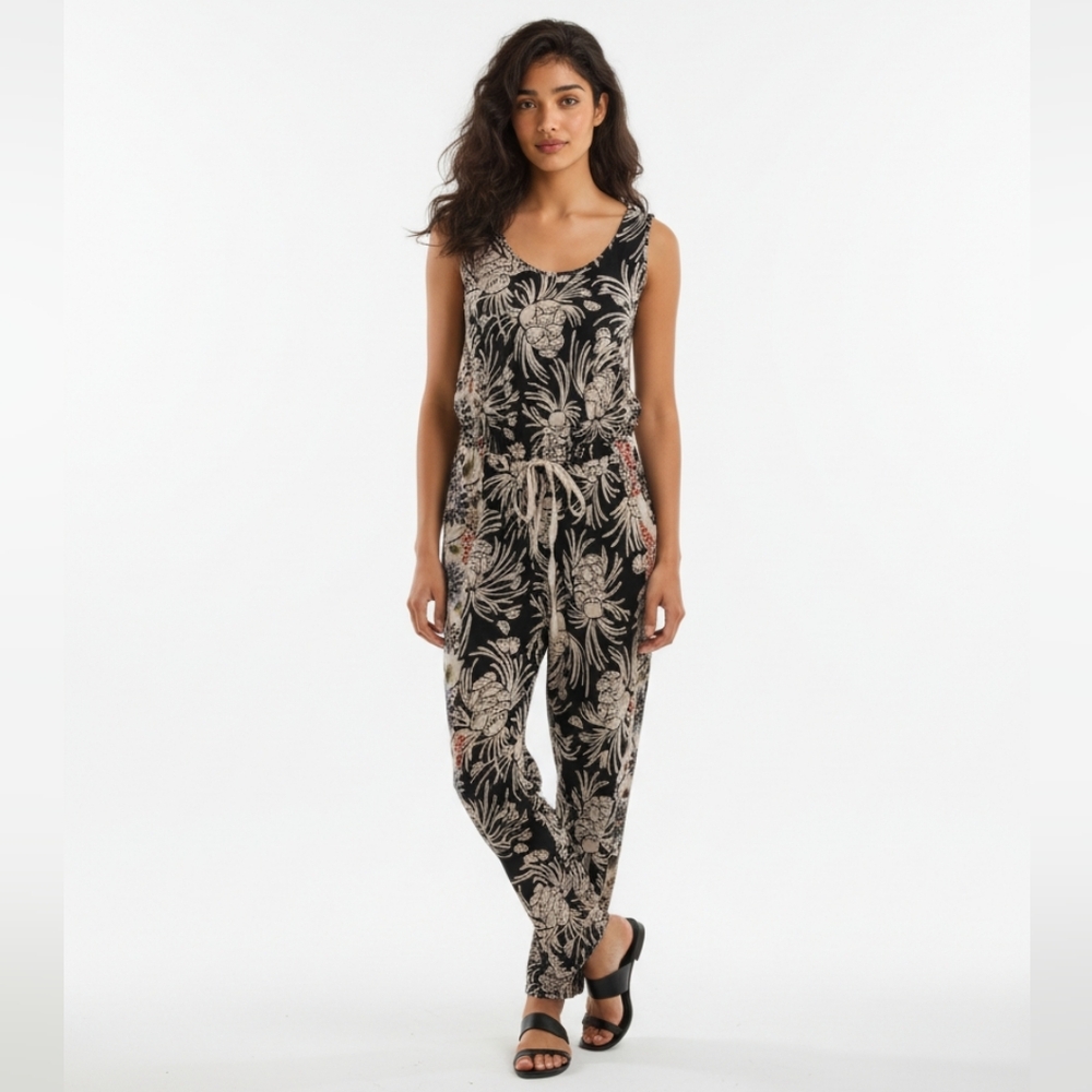Hoss Intropia Tropical Print Double Scoop  Neck Tank Jumpsuit Romper XS box14